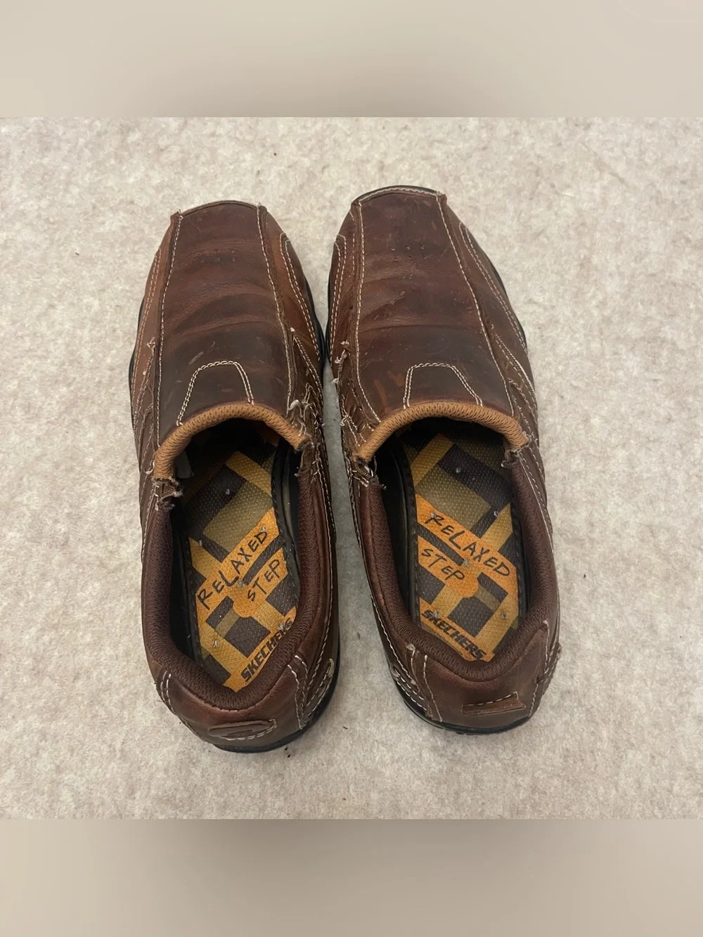 Skechers Brown Leather Slip On Comfort Loafers Men’s size 10